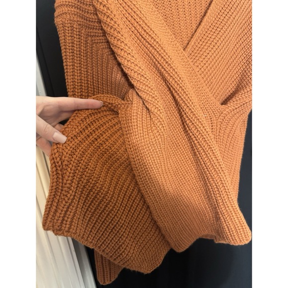 Boohoo burnt‎ orange Wrap Knitted Sweater 14 fall open knit festival pumpkin - Picture 5 of 7